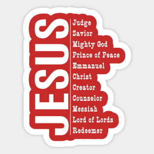 Jesus Titles White Print Sticker